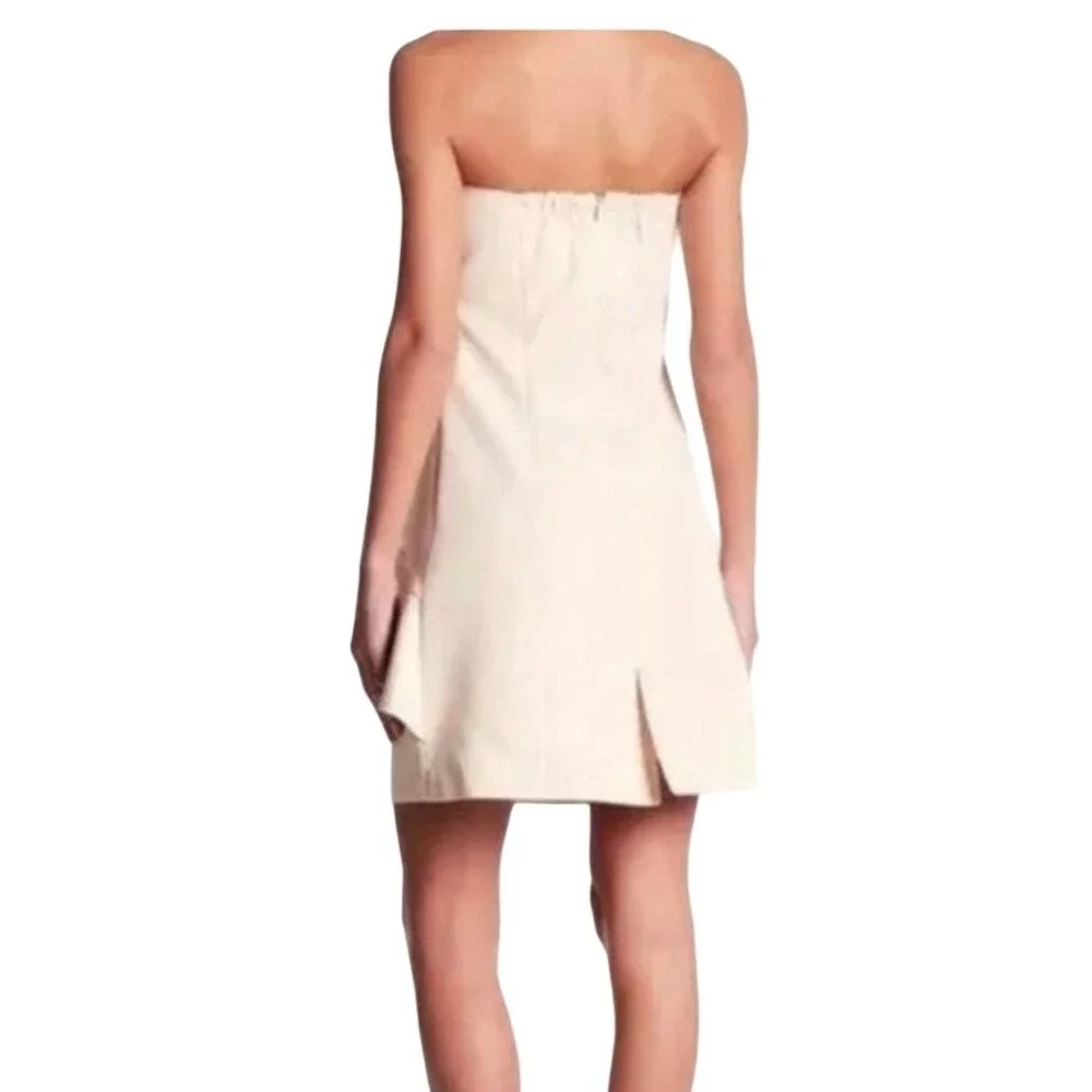 FEW MODA NEW YORK‎ Strapless Ruffle Overlay Dress Beige M - Picture 2 of 11